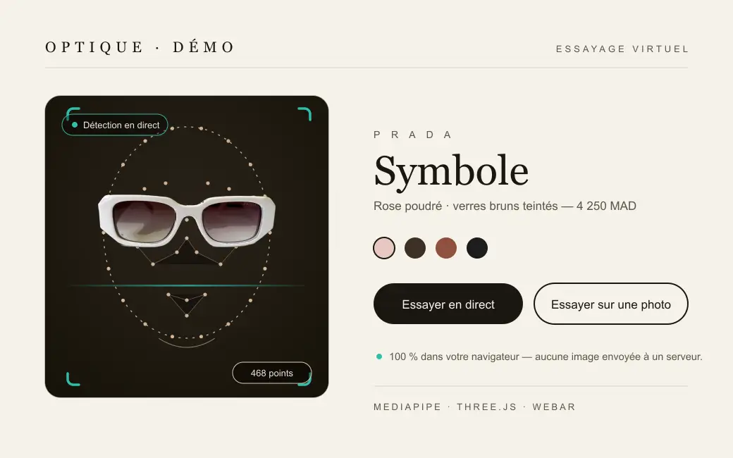 Aperçu du site Essayage Virtuel de Lunettes