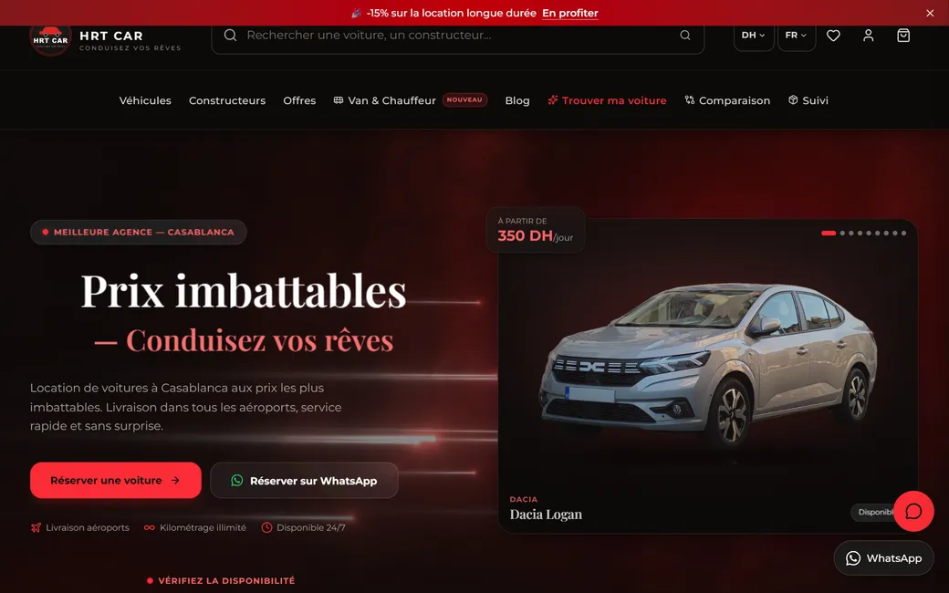 Réserver dès la page d'accueil