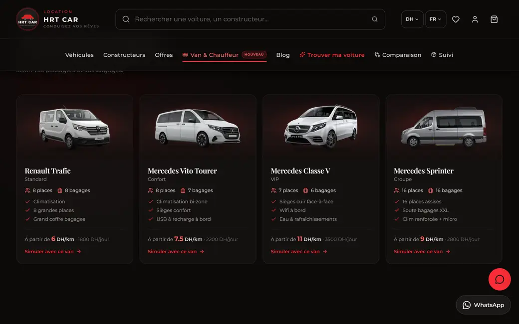Aperçu du site Van & Chauffeur — Transferts