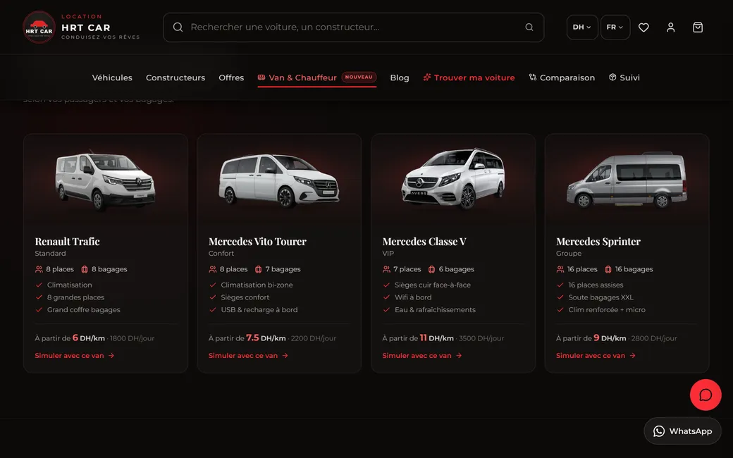 Aperçu du site Van & Chauffeur — Transferts